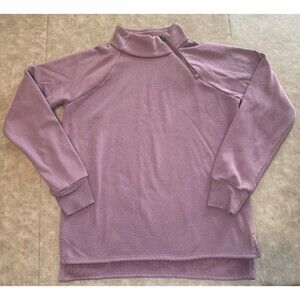 Gaiam Sweatshirt Womens Wine Purple Rose Asymmetrical 1/4 Zip Size MEDIUM